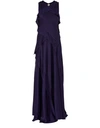 MAISON RABIH KAYROUZ LONG RUFFLED SATIN DRESS,LD1221U SATIN CREPE/409