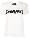 Dsquared2 Mirrored Logo Georgette Top In White