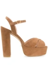 Stuart Weitzman Jerry Suede Platform Sandals In Neutrals