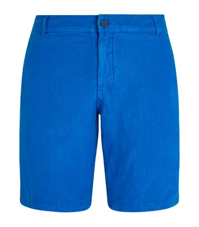 Vilebrequin Men Straight Linen Bermuda Shorts Solid In Blue