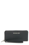 Michael Michael Kors Mercer Leather Continental Wristlet In Black