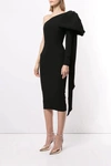 ALEX PERRY WADE-ONE SHOULDER BLACK CREPE MIDI DRESS,AP20RM603B-12