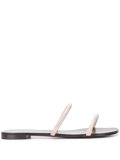 Giuseppe Zanotti Nuvoroll Crystal-embellished Leather Slides In Pink