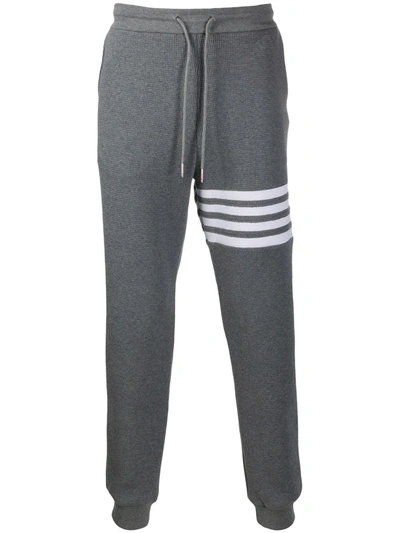 Thom Browne 4-bar Waffle Stitch Track Trousers In Grey