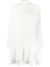 Simkhai Guipure Lace Long-sleeve Mini Dress In White