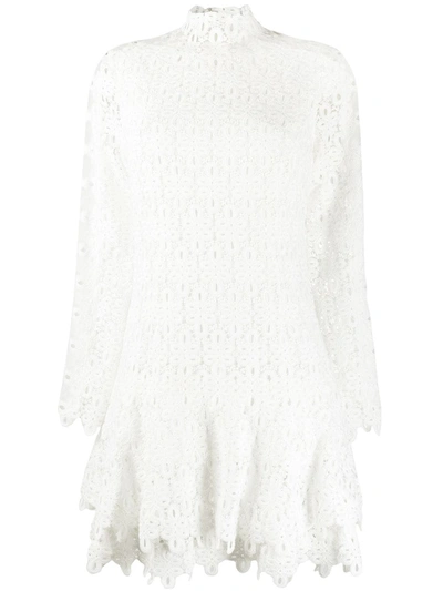 SIMKHAI GEOMETRIC-LACE TIERED MINI DRESS