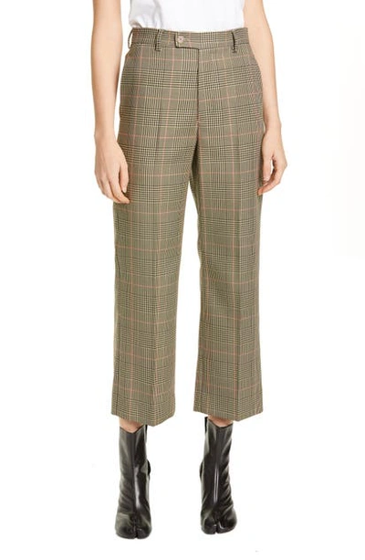 Maison Margiela Galles Plaid Crop Pants In Galles Camel/ Black