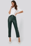 AFJ X NA-KD BELTED PU LEATHER trousers - GREEN