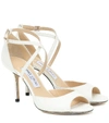 Jimmy Choo Emsy 85 Lizard-effect Leather Sandals In Neutral