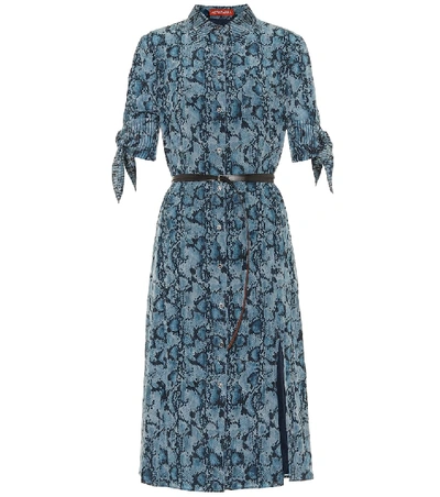 Altuzarra Narcissa Python-print Silk-crepe Dress In Blue