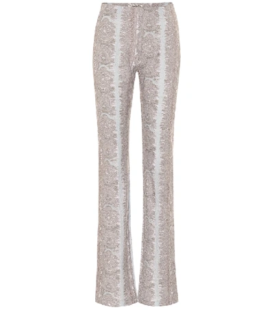 Acne Studios Printed High-rise Bootcut Trousers In Blue