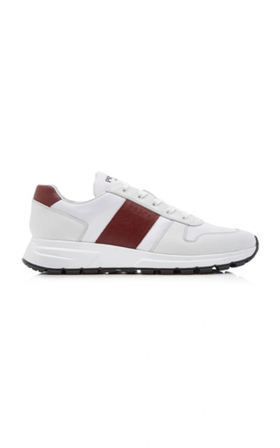 Prada Leather And Nylon Sneakers In White