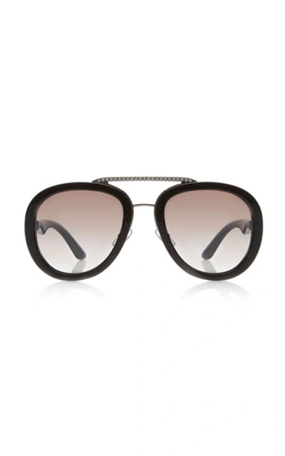 Miu Miu Embellished Aviator Sunglasses In Black