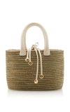 CESTA COLLECTIVE MINI LEATHER-TRIMMED SISAL TOTE,772624