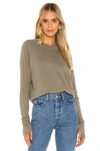 Free People We The Free Arden Extra Long Cotton Top In Army