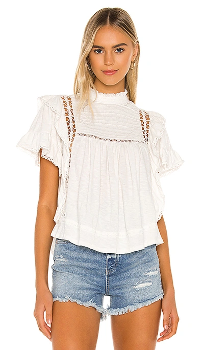 Free People Le Femme Ruffle Mock Neck Top - Xl In White