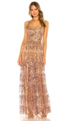 Bronx And Banco Midnight Gold Sequin Sweetheart Gown In Gold