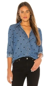 SPLENDID INDIGO SCATTERED HEARTS BUTTON DOWN,SPLENDID-WS3593