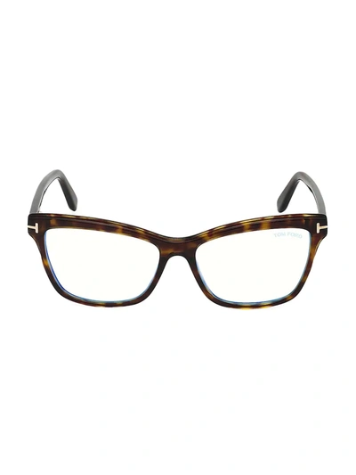 Tom Ford 55mm Blue Block Square Eyeglasses In Dark Havana