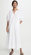 Staud Vincent Gathered Cotton-blend Poplin Shirt Dress In White