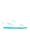 Off-white Logo-embossed Rubber Slingback Sandals In Turquoise