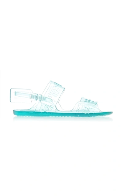 Off-white Logo-embossed Rubber Slingback Sandals In Turquoise