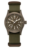 Hamilton Men's Swiss Mechanical Khaki Field Green Fabric Strap Watch 38mm In Green