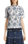 CHLOÉ FLORAL EMBROIDERED SILK BLOUSE,C20SHT27334