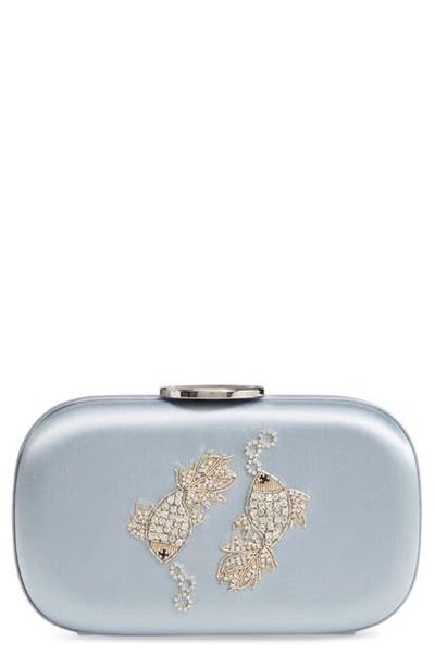 Giambattista Valli Zodiac Embellished Clutch In Dust Blue