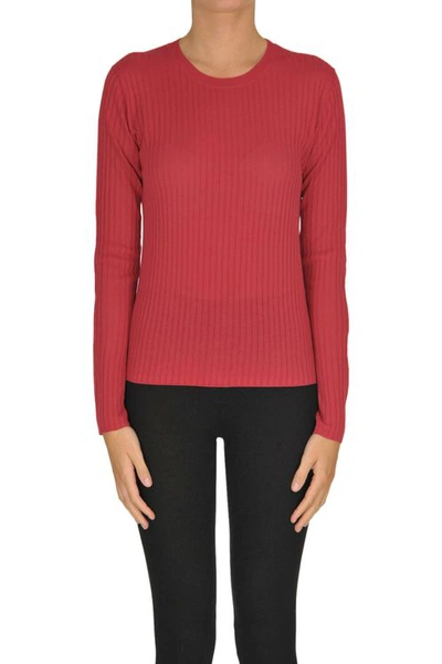 Aragona Ribbed Knit Pullover In Red