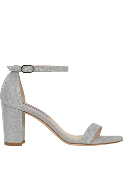 Stuart Weitzman Nearlynude Glittered Sandals In Silver