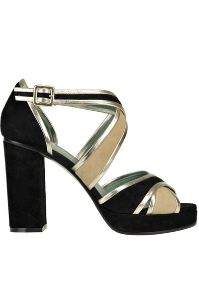 Paola D'arcano Suede Sandals In Black