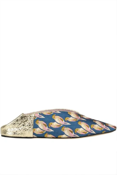 Majorelle Jacquard Fabric And Leather Slippers In Multi