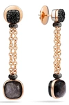 Pomellato Nudo Obsidian & Black Diamond Drop Earrings In Rose Gold/obsid/blk Diam