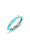 Armenta New World Turquoise Enamel Diamond Crivelli Stack Ring In Blue