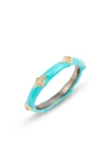 Armenta New World Turquoise Enamel Diamond Crivelli Stack Ring In Turquoise Enamel