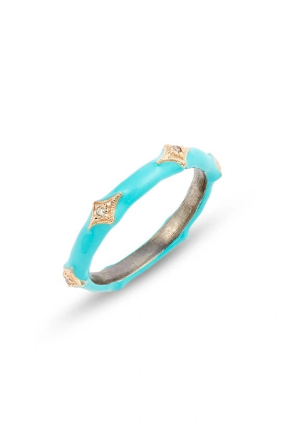 Armenta New World Turquoise Enamel Diamond Crivelli Stack Ring In Blue