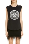 BALMAIN COIN LOGO TANK,TF11000I375