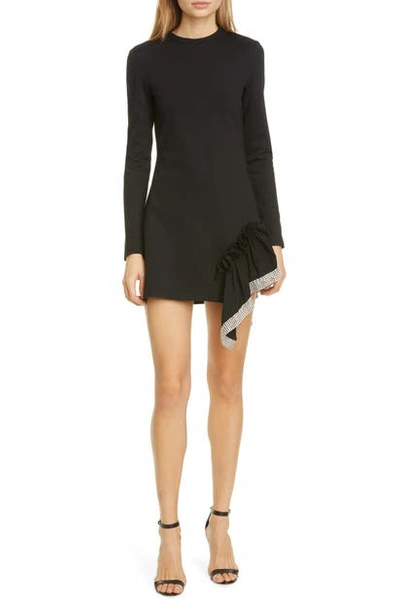 Area Ponte Jersey Crystal Peplum T-shirt Dress In Black