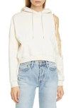 AREA CRYSTAL FRINGE FRENCH TERRY CROP HOODIE,RE20T18050