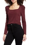 Vero Moda Scoop Neck Long Sleeve Top In Burgundy-brown In Port Royale