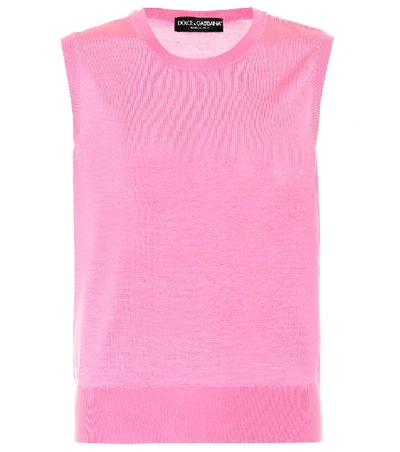 Dolce & Gabbana Sleeveles Silk Jumper In Pink