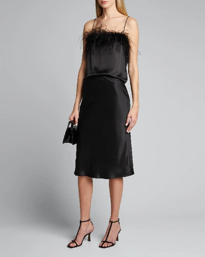 L'agence Perin Bias Cut Silk Satin Midi Skirt In Black