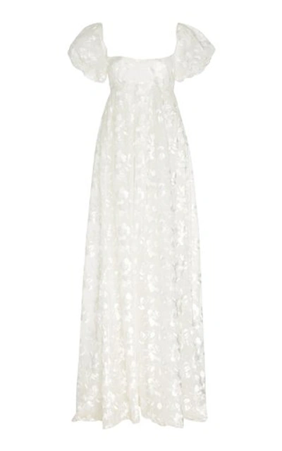 Brock Collection Embroidered Appliquã©d Organza Maxi Dress In White