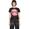 Alexander Mcqueen Skull And Flower Print T-shirt In Black,pink,fuchsia