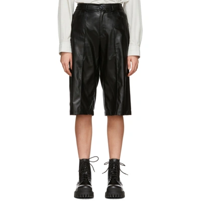 Aeron Ssense Exclusive Black Faux-leather Helen Shorts In 002 Black