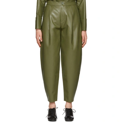 Aeron Green Faux-leather Fran Trousers In 177 Moss