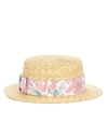 CHLOÉ FLORAL-TRIMMED STRAW HAT,P00445042