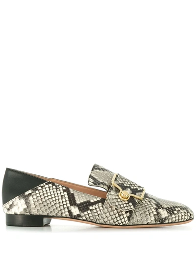 Bally Snake Print Maelle Loafers In Grey