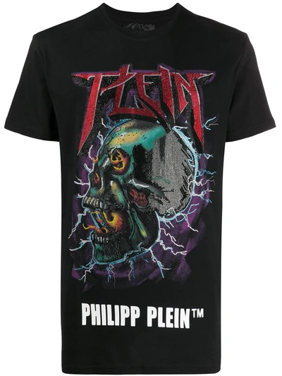 Philipp Plein Crystal Logo Print T-shirt In Black